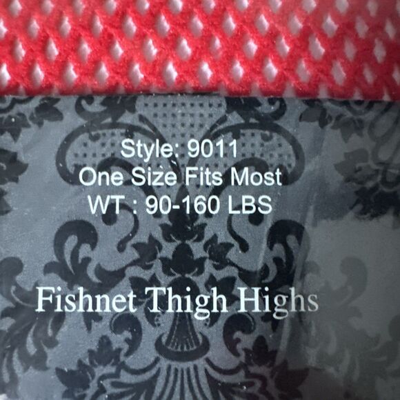 Red Fishnet thigh high stockings Leg Avenue Costume Sexy - Picture 7 of 9